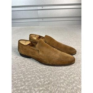 Loding Shoes Mens Size 9.5 Brown Suede Slip On Loafers Rubber Sole